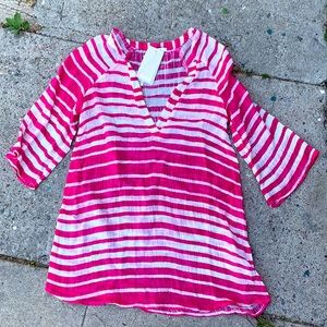 Ella Moss white fuchsia hot pink summer top